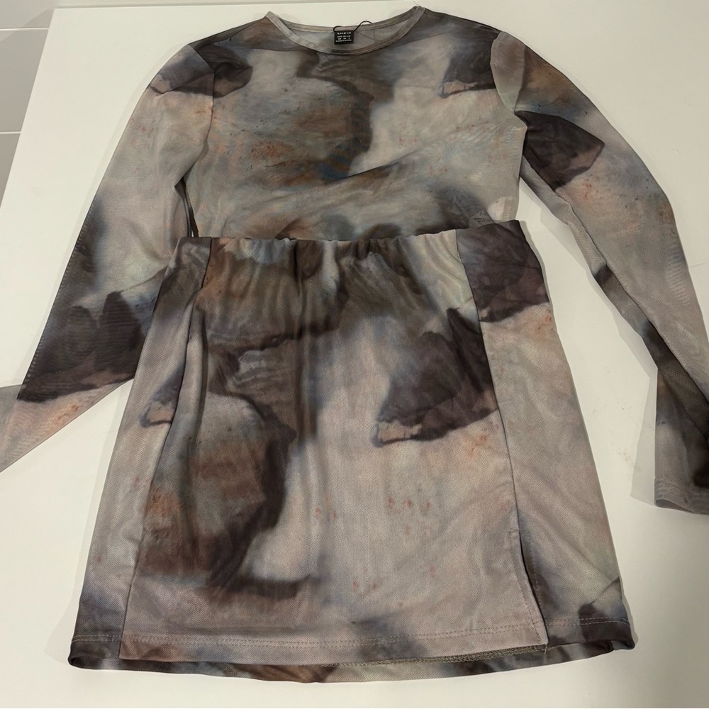 SHEIN Gray Brown Sheath Skirt Set Night Out